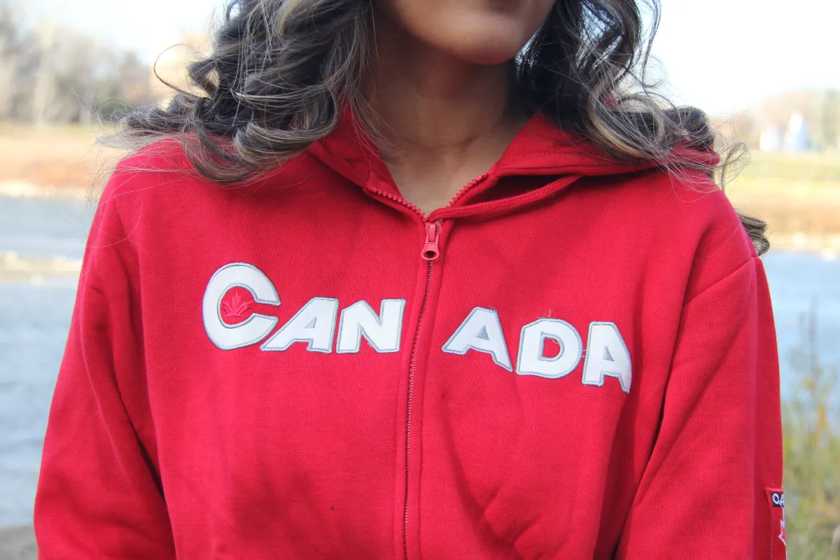 CANADA ZIP UP HOODIE WITH SLEEVE DETAIL sold by Oh Canada WPG