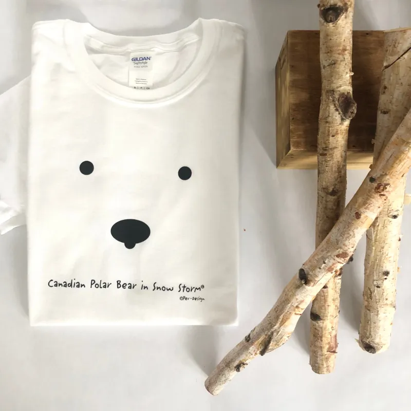 CANADIAN POLAR BEAR IN A SNOW STORM ADULT TEE sold by Oh Canada WPG