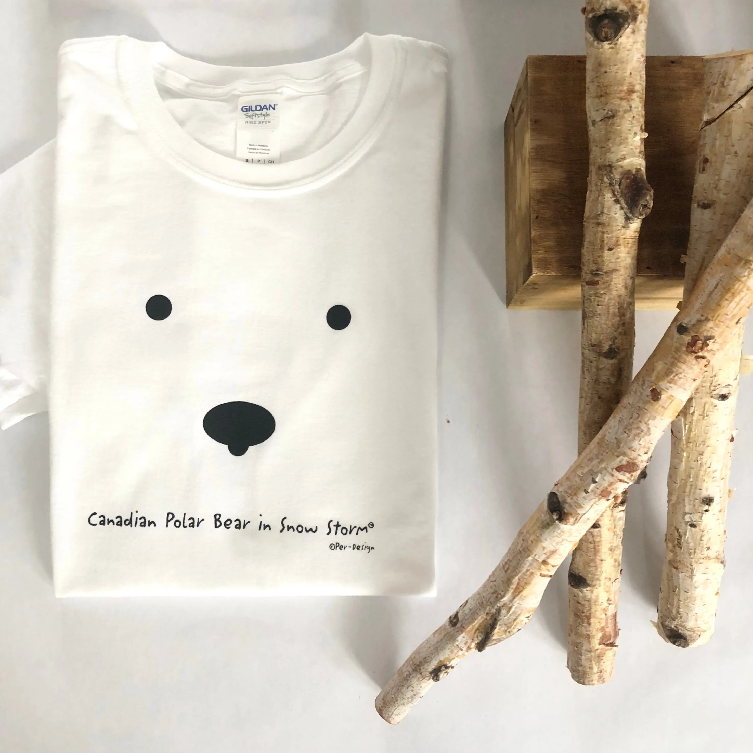 CANADIAN POLAR BEAR IN A SNOW STORM ADULT TEE sold by Oh Canada WPG