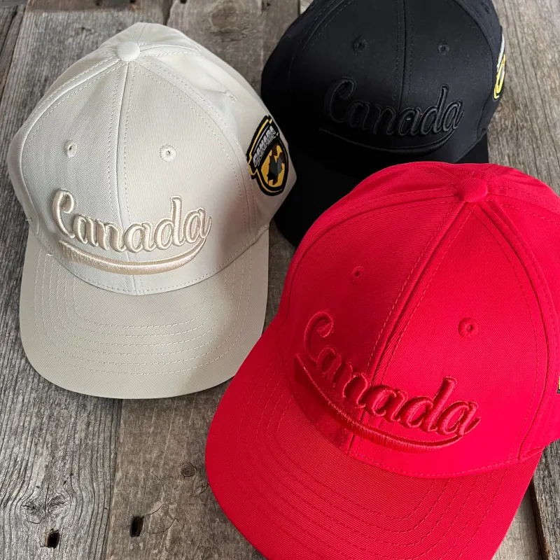 COLLEGIATE EMBOSSED CANADA LAEF HAT sold by Oh Canada WPG