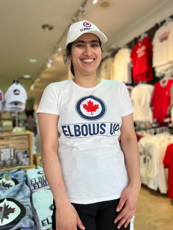 ELBOWS UP WOMENS T-SHIRT sold by Oh Canada WPG
