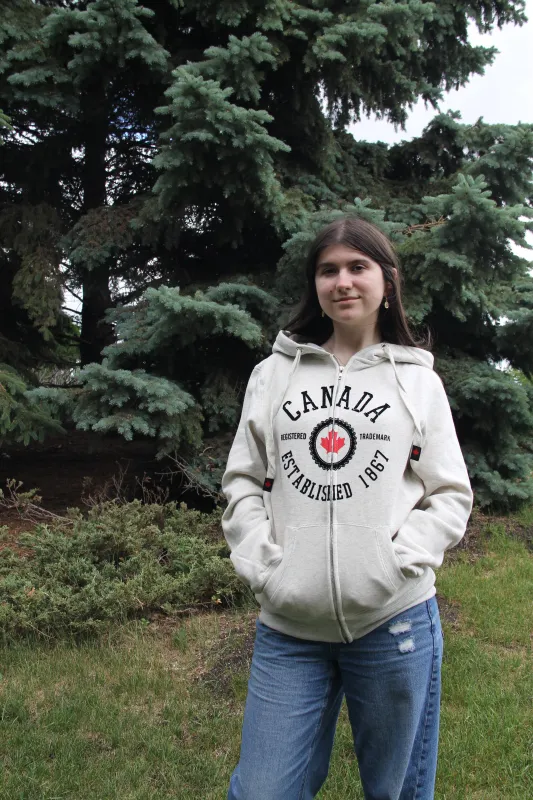 FLOCKED CANADA ZIP UP sold by Oh Canada WPG