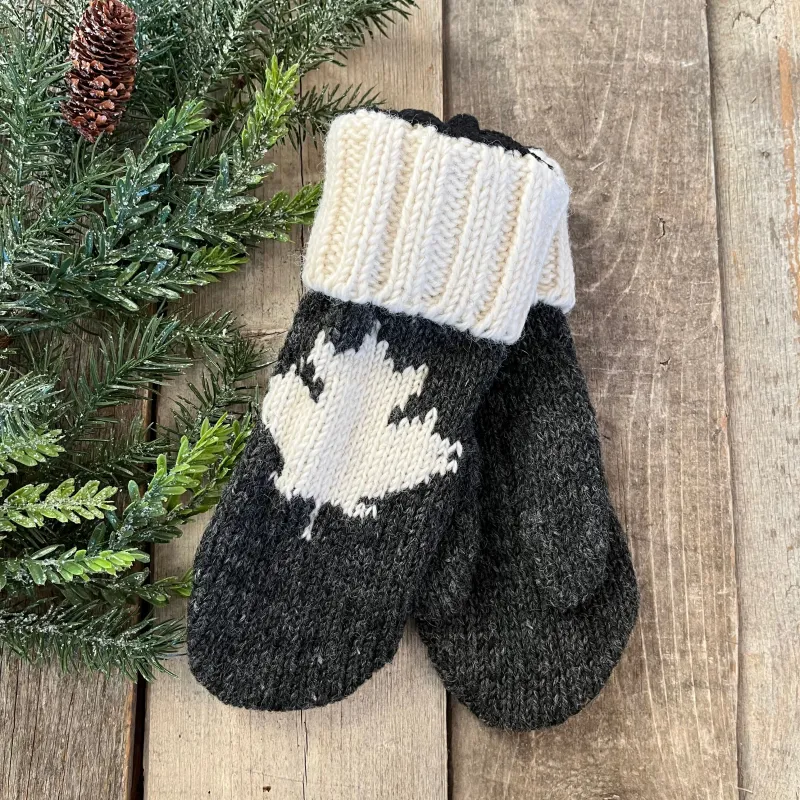 WOOL MAPLE LEAF MITTS made by Oh Canada WPG