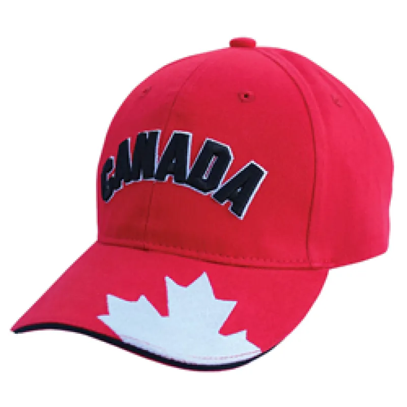 MAPLE LEAF ON BRIM HAT sold by Oh Canada WPG