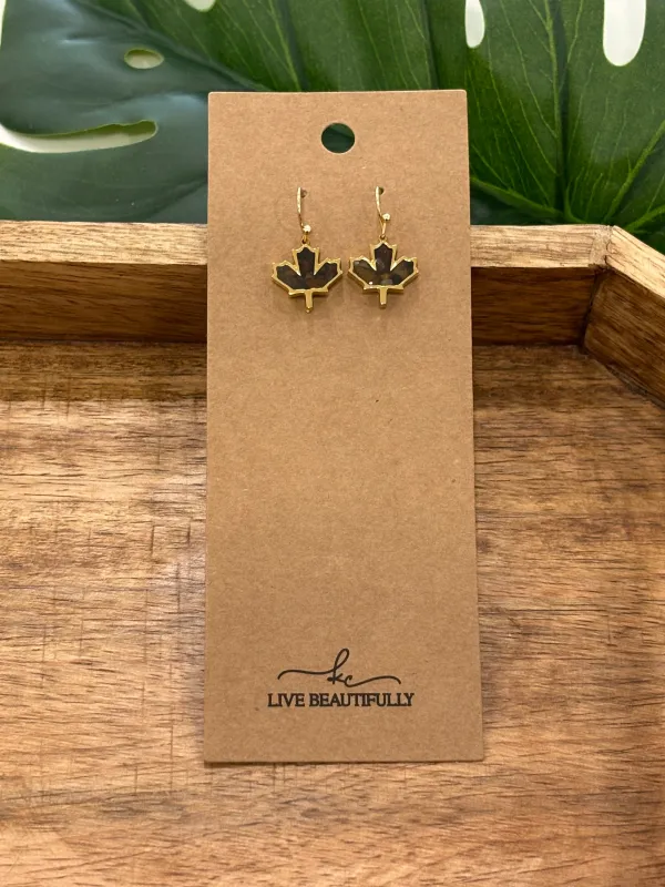 MAPLE CRUSHED STONE EARRINGS made by Oh Canada WPG