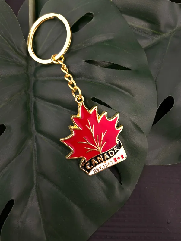 MAPLE LEAF CANADA KEYCHAIN made by Oh Canada WPG