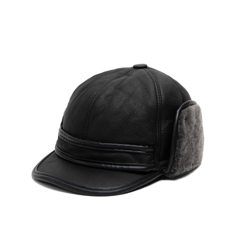 'Renfrew' Double-faced Shearling Hat w/Visor made by Crown Cap
