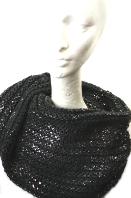 Knit Metallic-Coated Twisted Infinity Scarf sold by Crown Cap