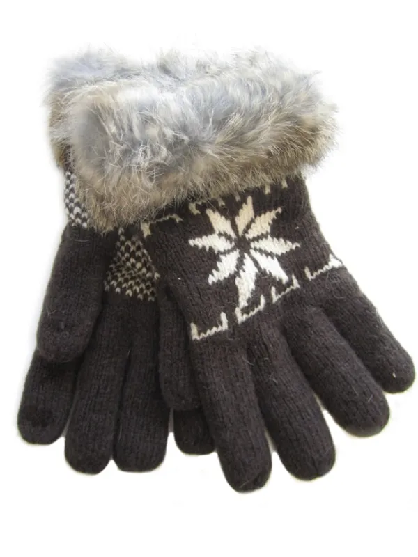 Lambs Wool Gloves with Rabbit Trim sold by Crown Cap
