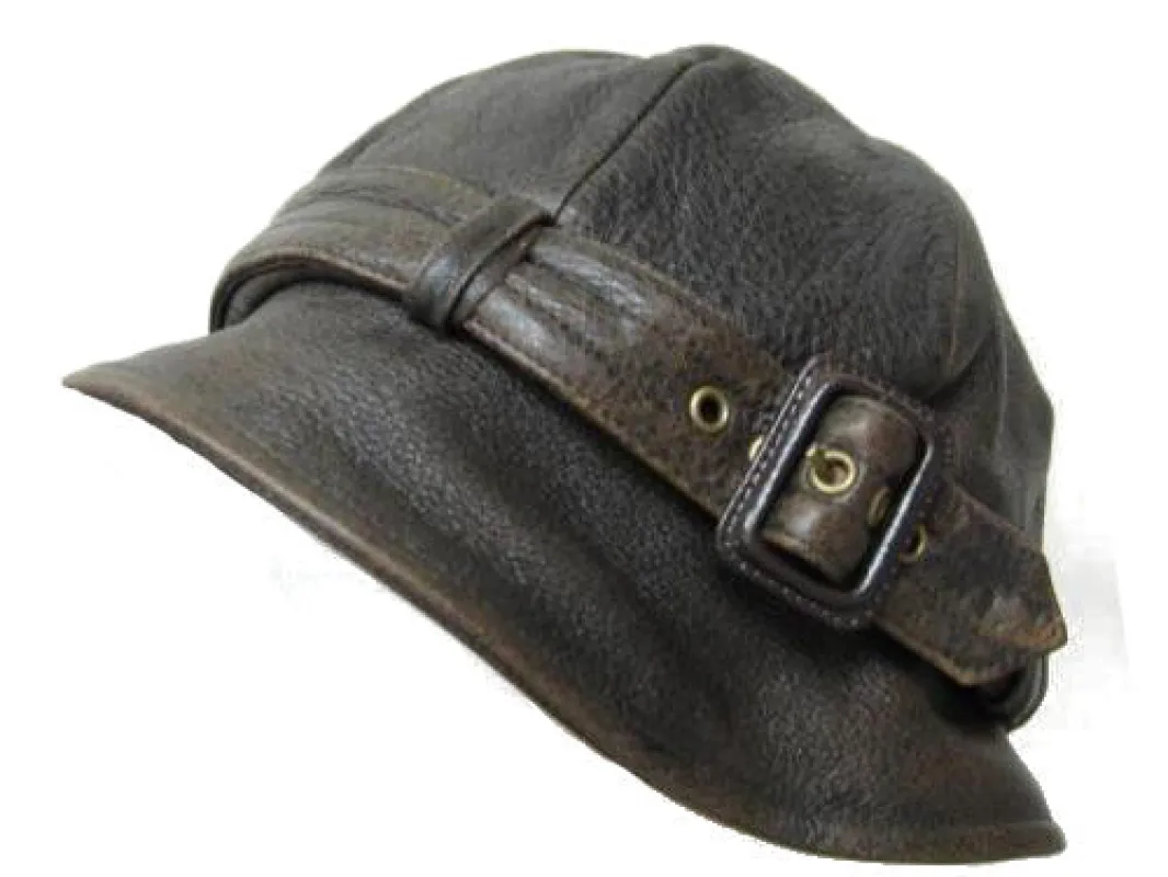 Vintage Leather Bucket with Belt and Buckle made by Crown Cap