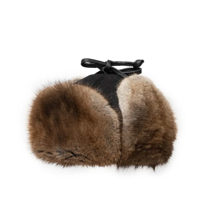 Muskrat Yukon Fur Hat with Melton sold by Crown Cap