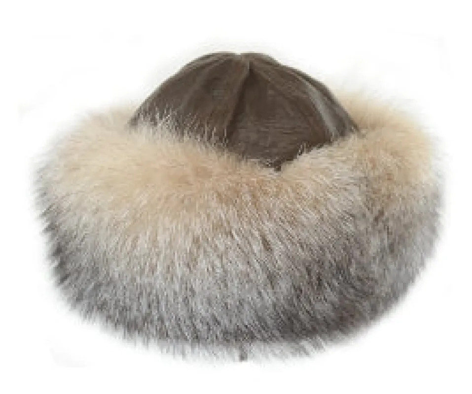Crystal Fox Fur Cloche with Antique Brown Lamb Crown sold by Crown Cap