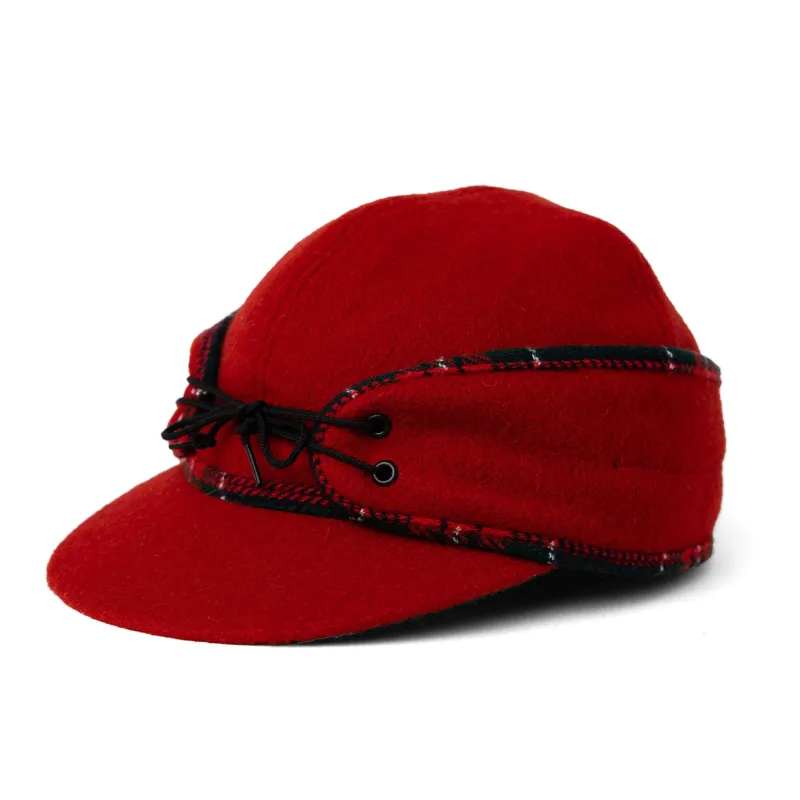 Ladies Wool Blend Solid Color Plaid Trim Railroad Hat sold by Crown Cap