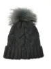 Braided Cable Knit Cuffed Beanie with Tonal Raccoon Pom sold by Crown Cap