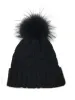 Braided Cable Knit Cuffed Beanie with Tonal Raccoon Pom sold by Crown Cap