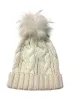 Braided Cable Knit Cuffed Beanie with Tonal Raccoon Pom sold by Crown Cap