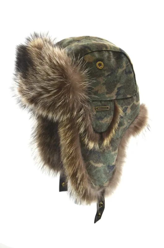 Raccoon Aviator with Camo sold by Crown Cap