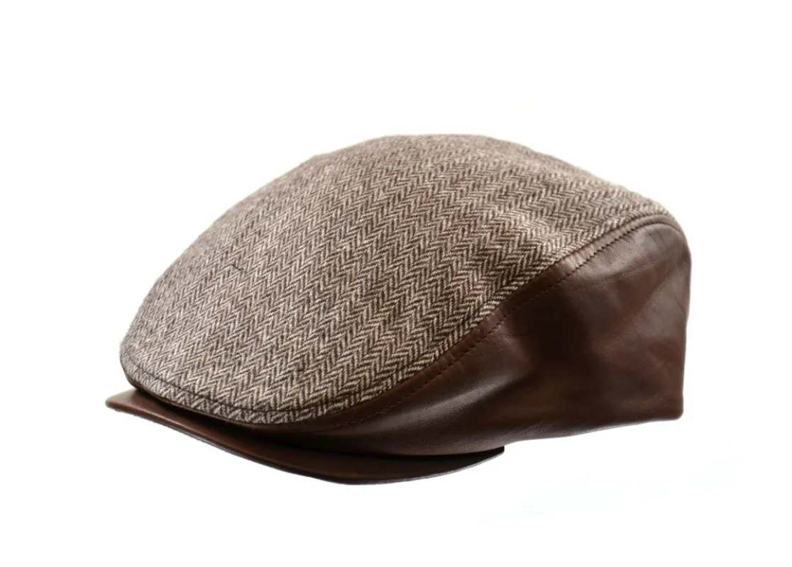 Herringbone Ivy Cap with Leather Visor sold by Crown Cap