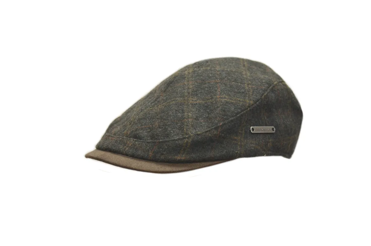 Wool Blend Plaid Ivy Cap with Faux Suede Trim sold by Crown Cap