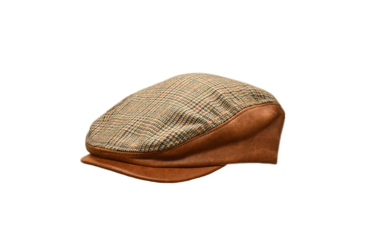 Lambswool Plaid Ivy Cap with Leather sold by Crown Cap