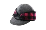 Ladies Solid Color Wool Blend with Buffalo Check Railroad Hat with Ponytail Hole sold by Crown Cap