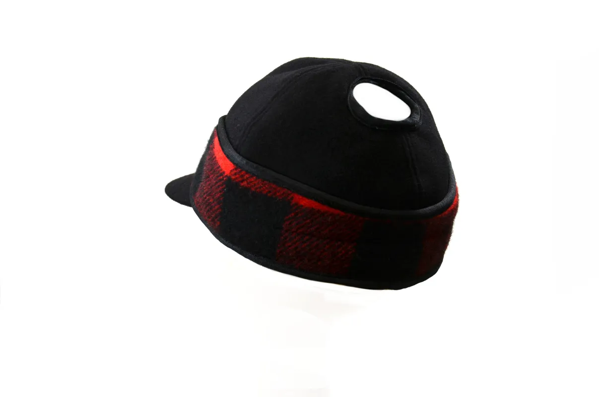Ladies Solid Color Wool Blend with Buffalo Check Railroad Hat with Ponytail Hole sold by Crown Cap