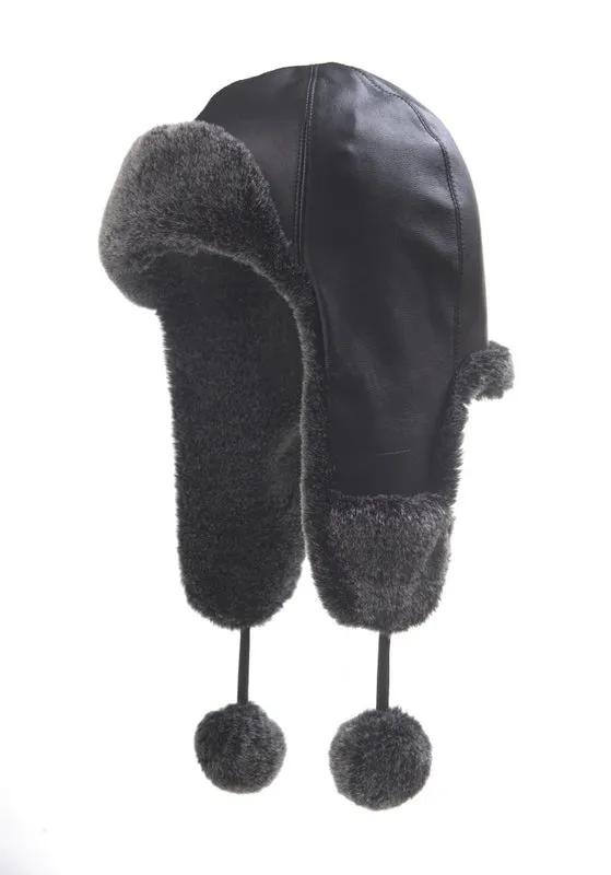 Leather Aviator with Faux Fur Trim sold by Crown Cap