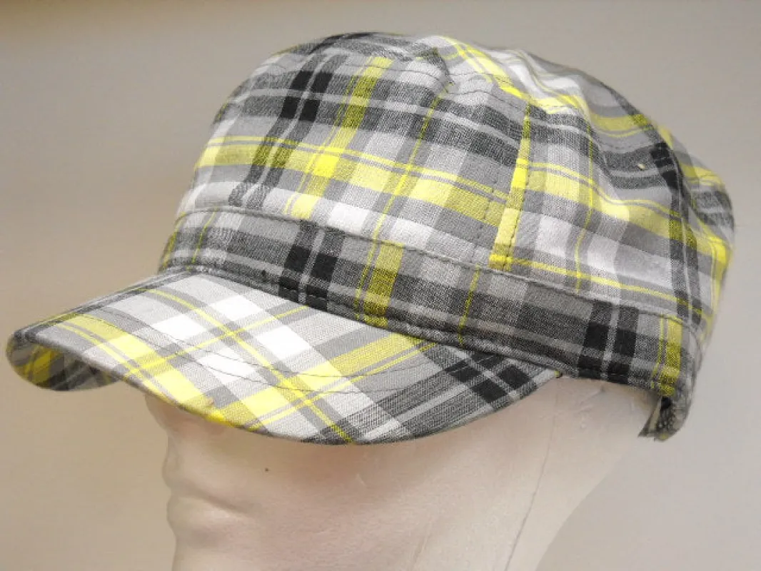 Cotton Plaid Flat Cap sold by Crown Cap