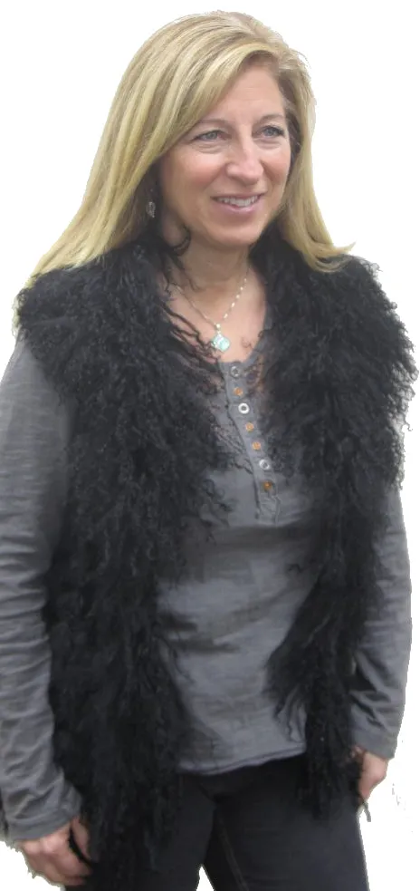 Knitted Rabbit Vest with Mongolian Lamb Collar sold by Crown Cap