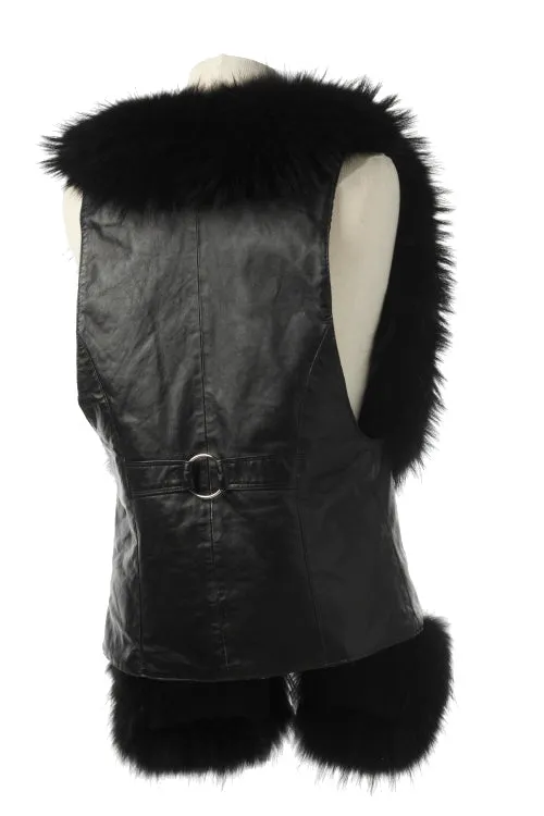 Raccoon and Lambskin Leather Vest sold by Crown Cap product image thumbnail 2