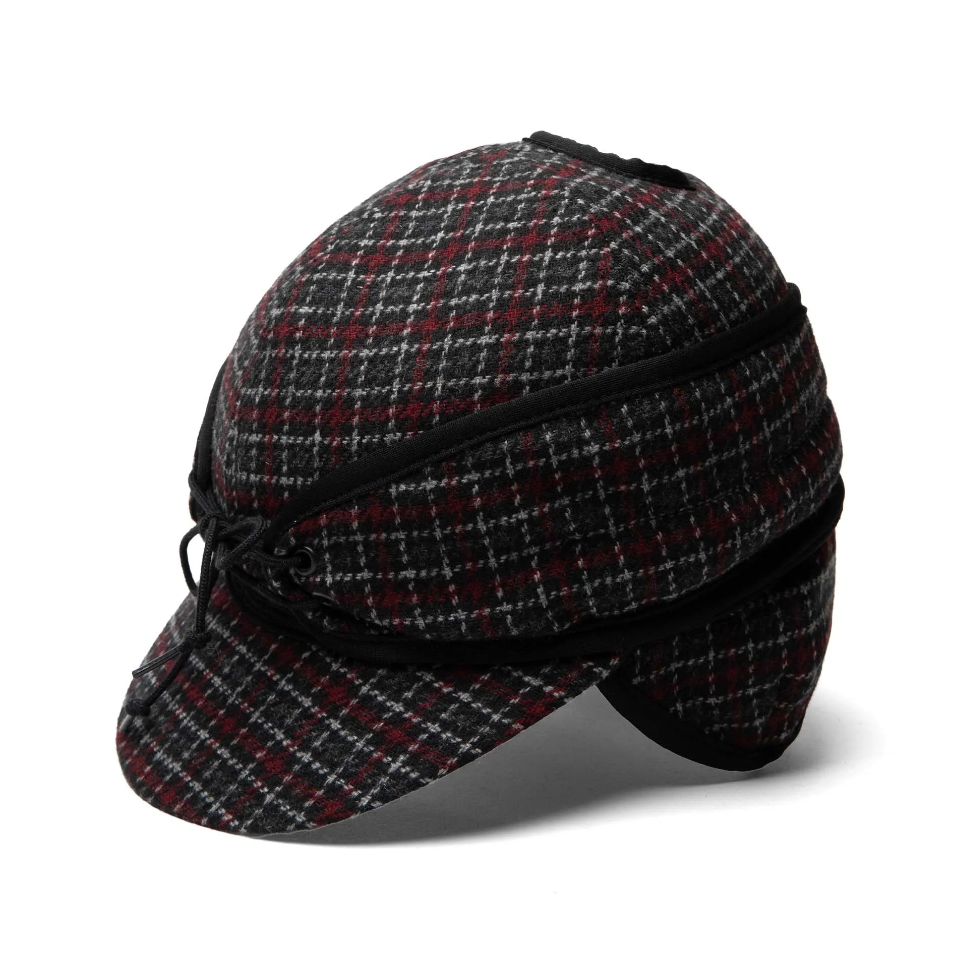 Wool Blend Plaid Railroad Hat with Ponytail Hole sold by Crown Cap product image thumbnail 4
