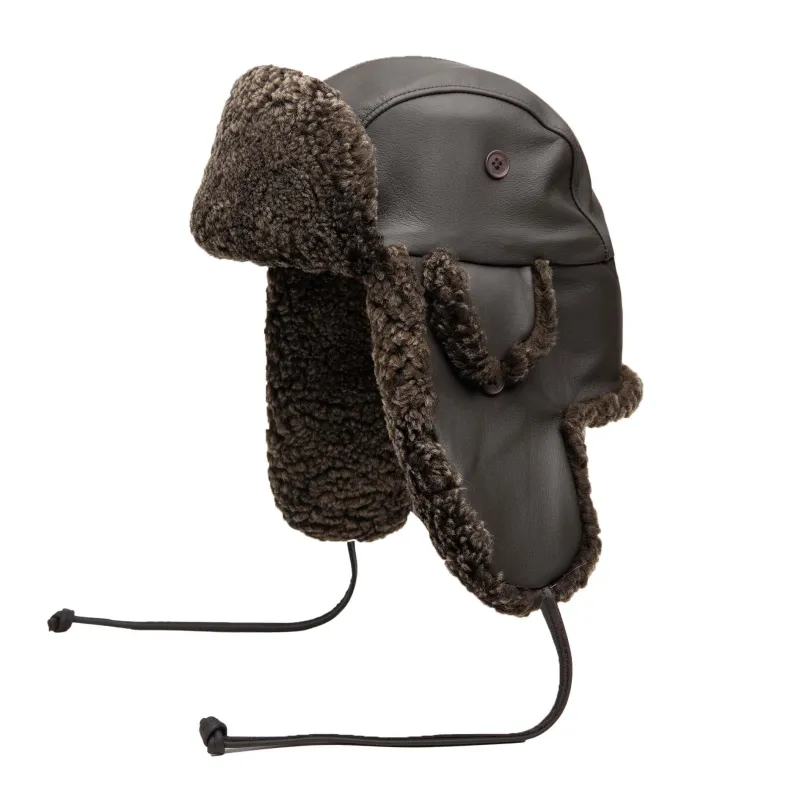 Web Exclusive-Vintage Leather Aviator with Frosted Shearling Trim made by Crown Cap