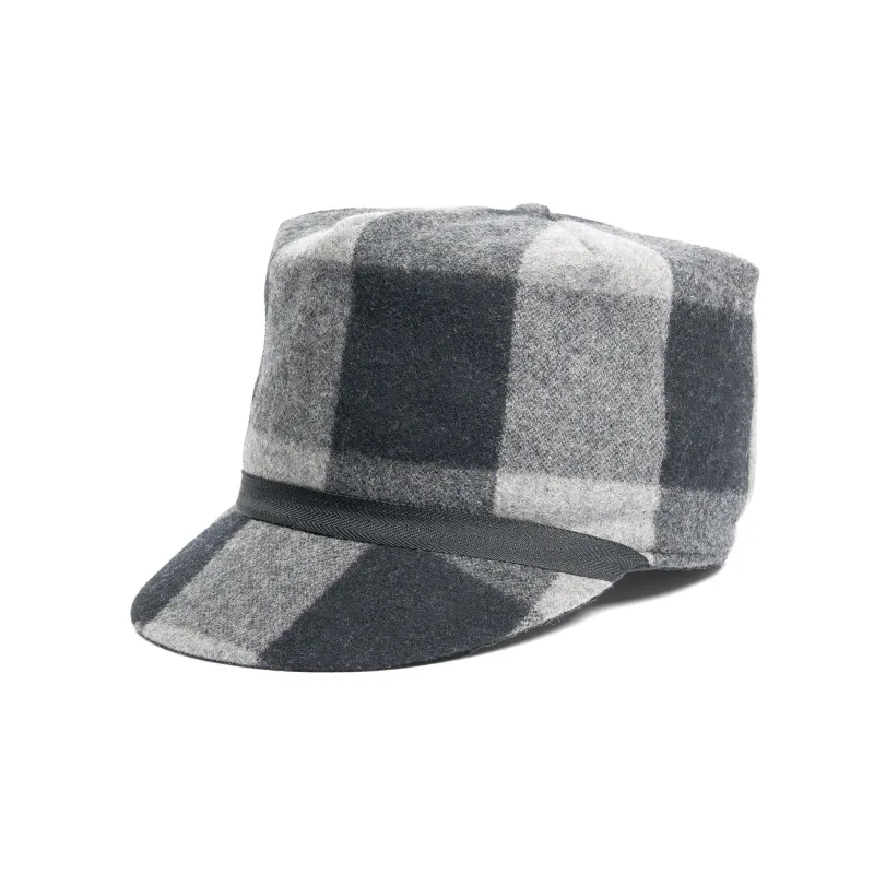 Wool Blend Charcoal Plaid Stockman with Quilted Lining sold by Crown Cap