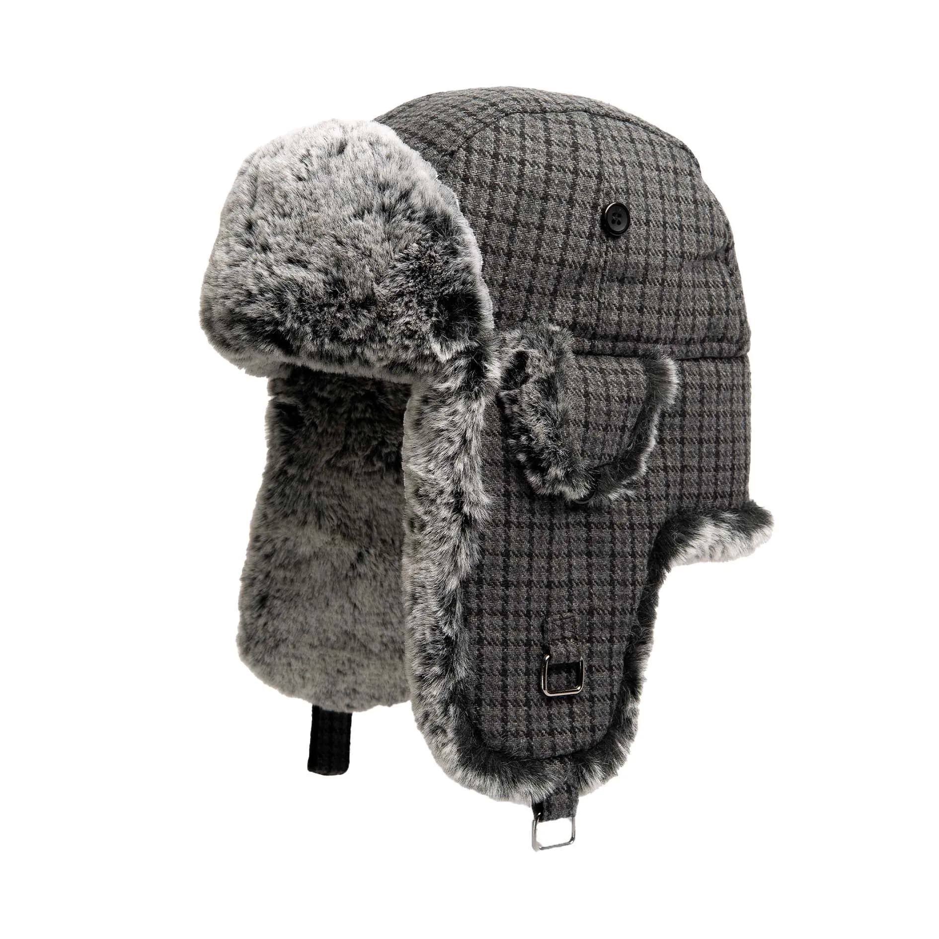 Limited Edition Finds-Plaid Aviator with Faux Fur Trim sold by Crown Cap