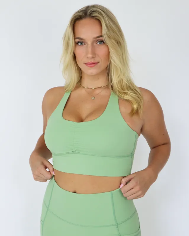 PERFORMANCE SCRUNCH BRA - Tea sold by First Health Apparel