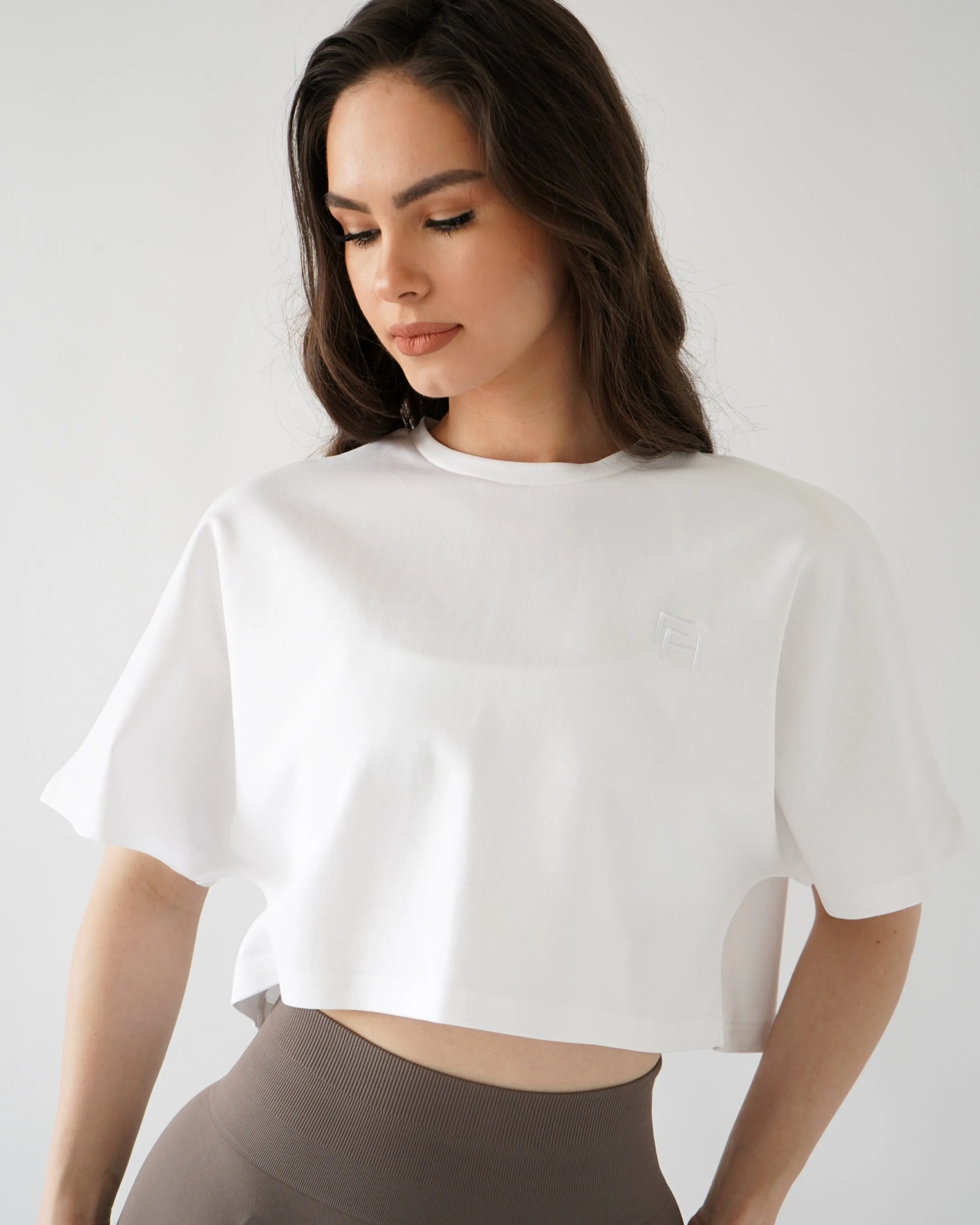Relaxed Crop Top - White sold by First Health Apparel