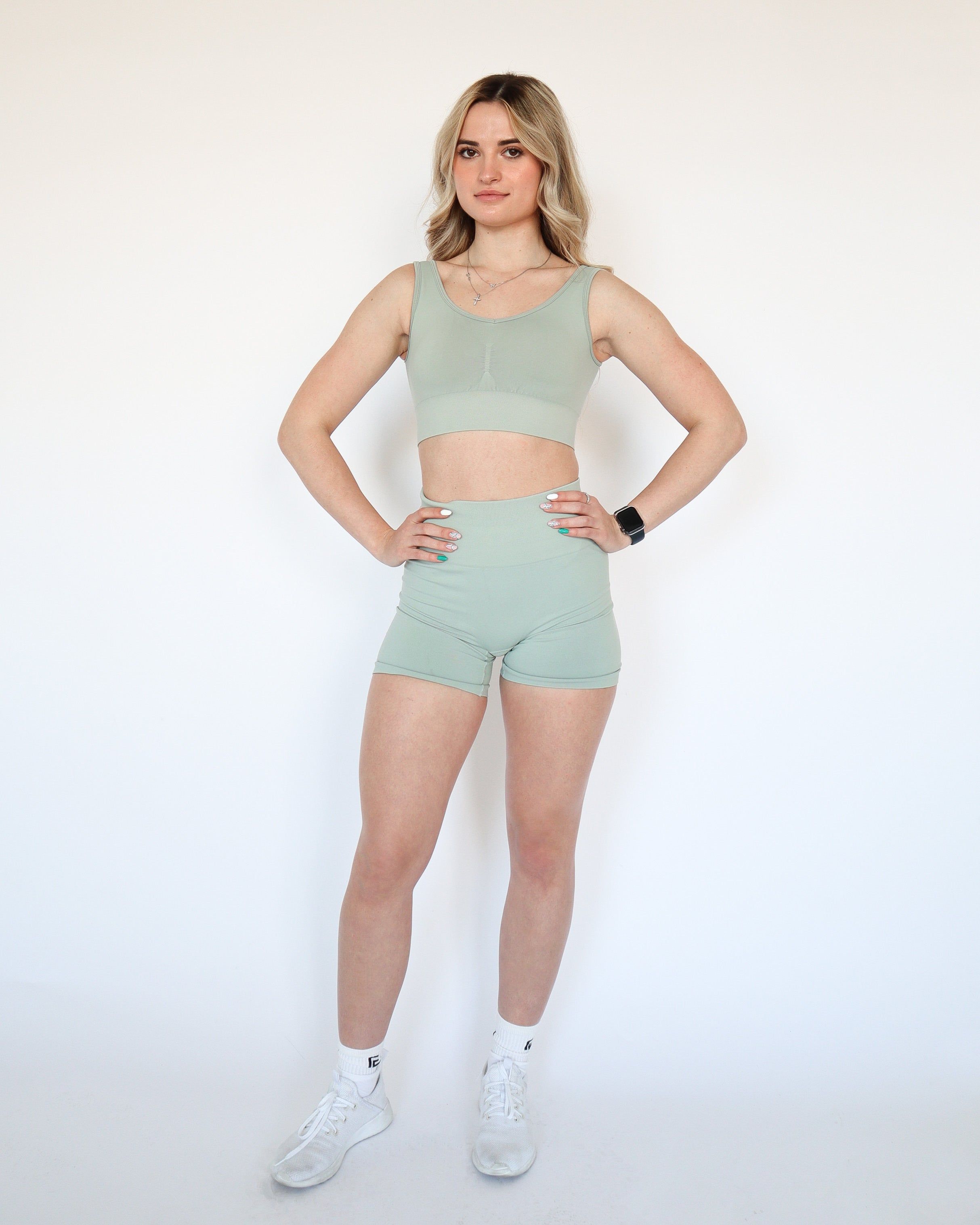 ENHANCE BIKER SHORTS 5” - Sage sold by First Health Apparel product image thumbnail 4