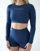 Enhance Cropped Long Sleeve - Denim sold by First Health Apparel