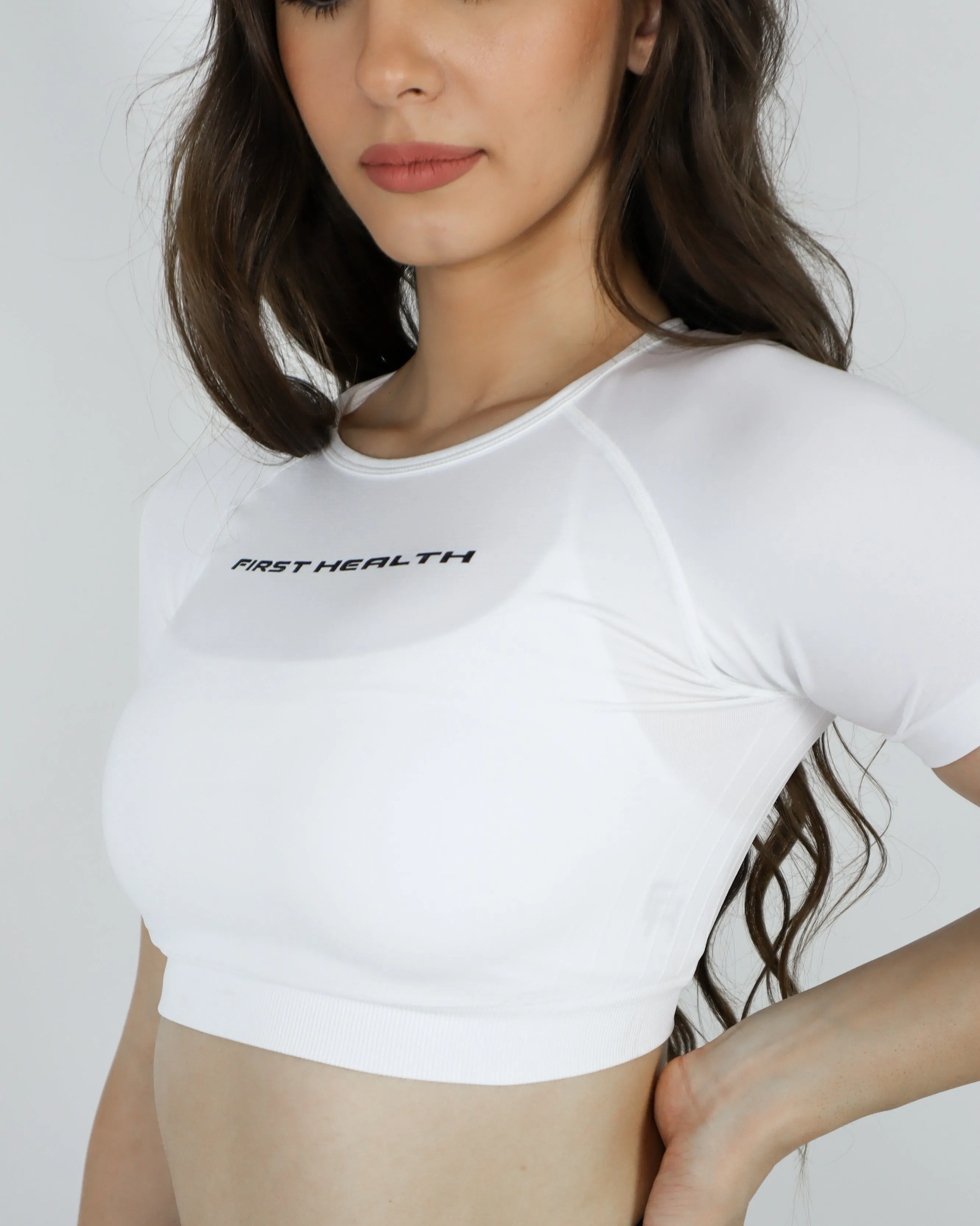 Enhance Cropped Tee - White sold by First Health Apparel product image thumbnail 2