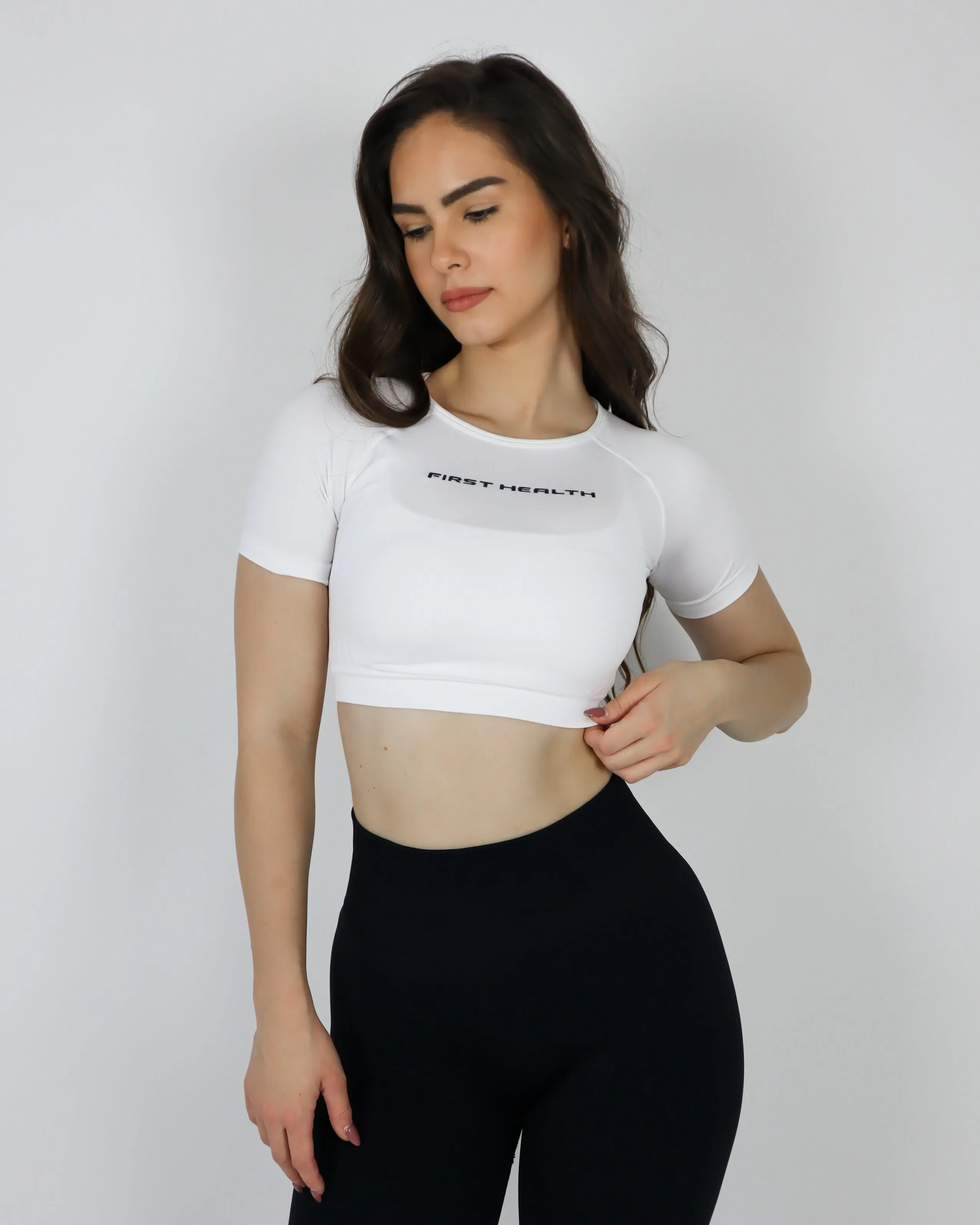 Enhance Cropped Tee - White sold by First Health Apparel