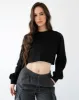 Relaxed Crop Long Sleeve - Black sold by First Health Apparel