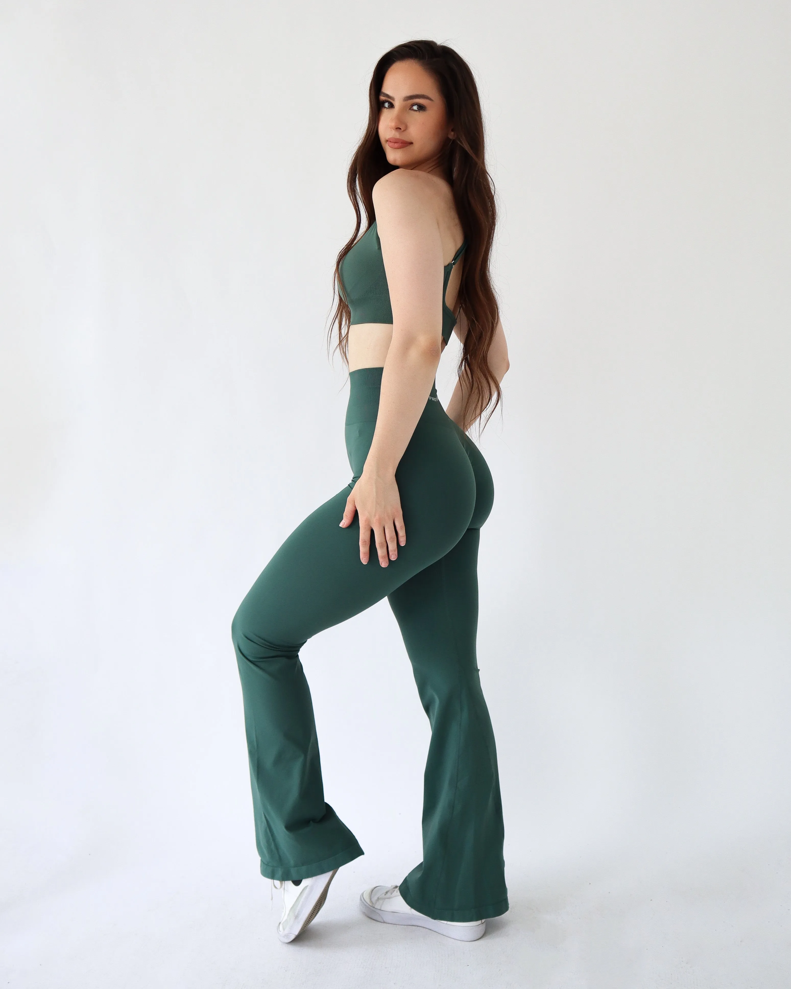 Enhance Flare Leggings - Forest sold by First Health Apparel product image thumbnail 4