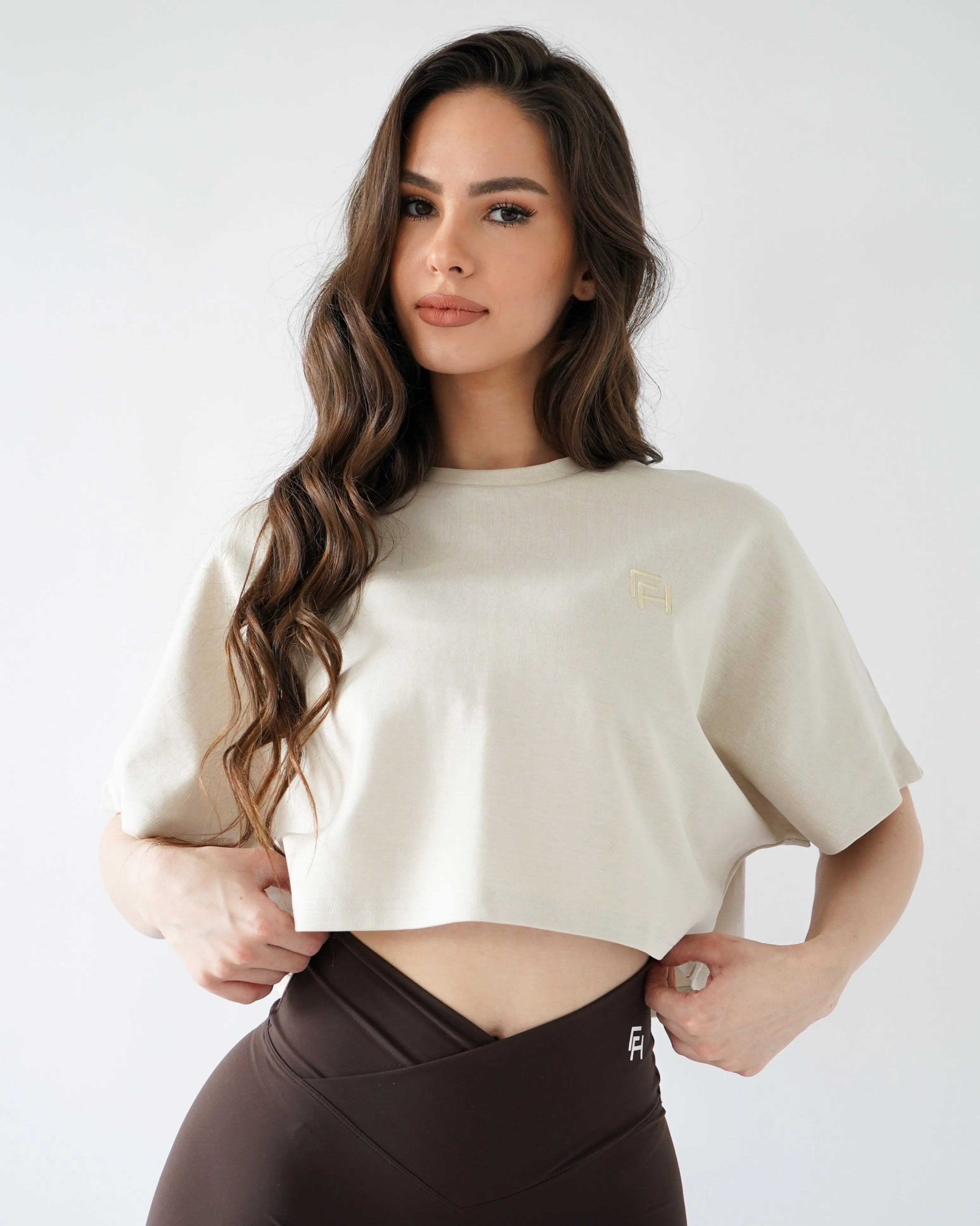 Relaxed Crop Top - Oat sold by First Health Apparel