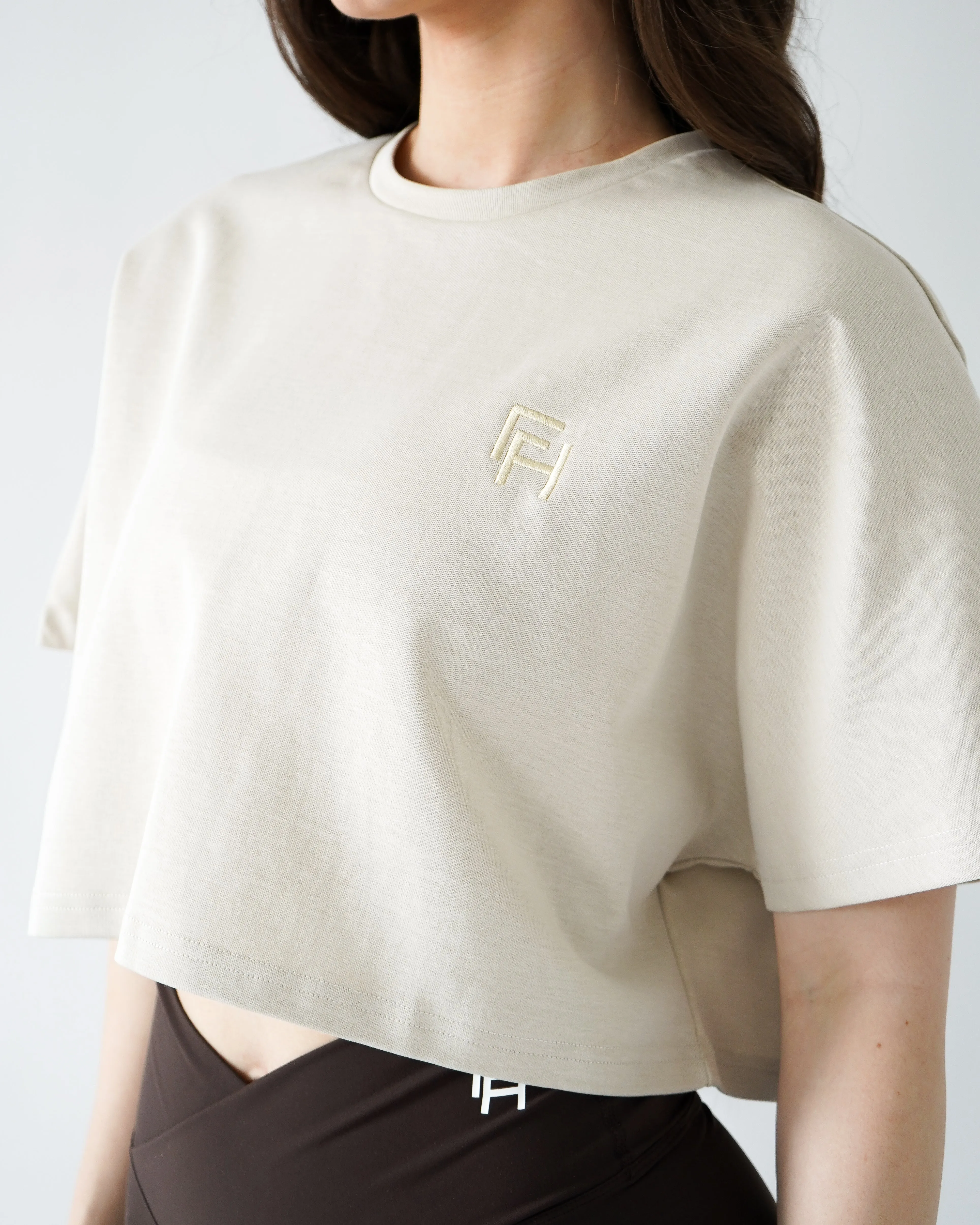 Relaxed Crop Top - Oat sold by First Health Apparel product image thumbnail 4