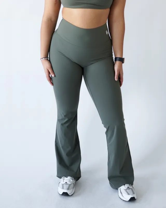 Performance Flare Leggings - Olive sold by First Health Apparel