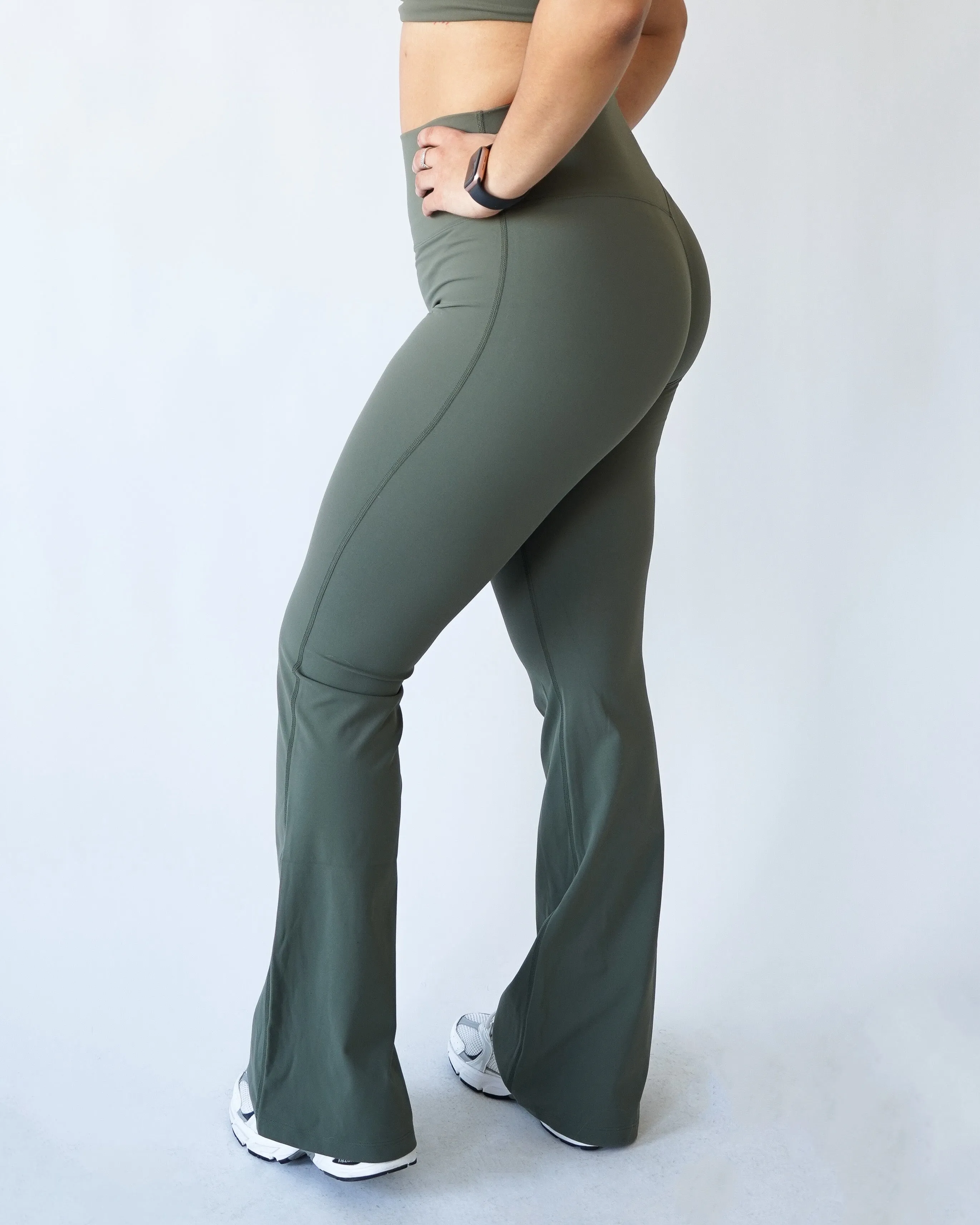 Performance Flare Leggings - Olive sold by First Health Apparel product image thumbnail 4