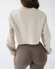 Relaxed Crop Long Sleeve - Oat sold by First Health Apparel