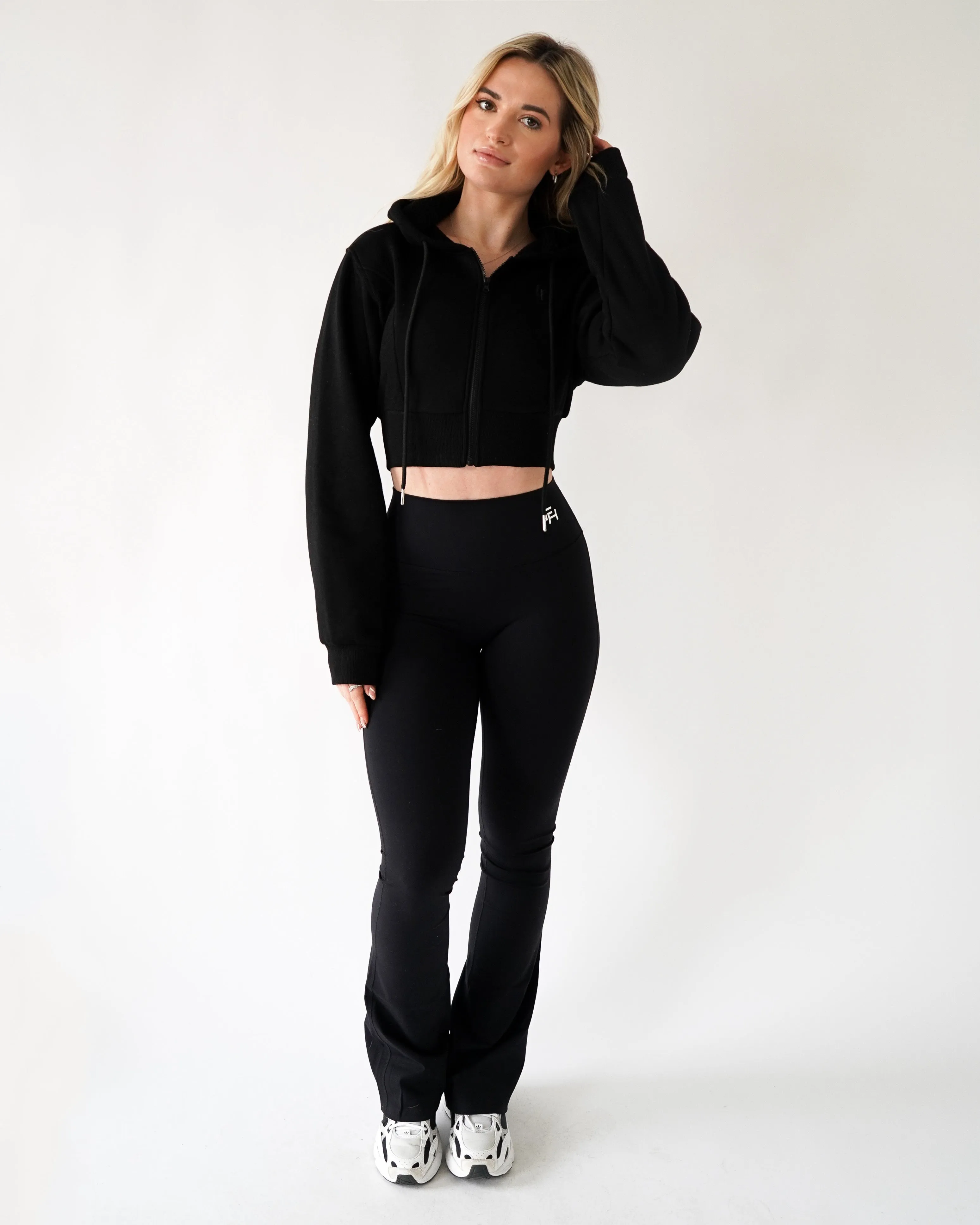 Lounge Cropped Zip-Up Hoodie - Black sold by First Health Apparel product image thumbnail 4