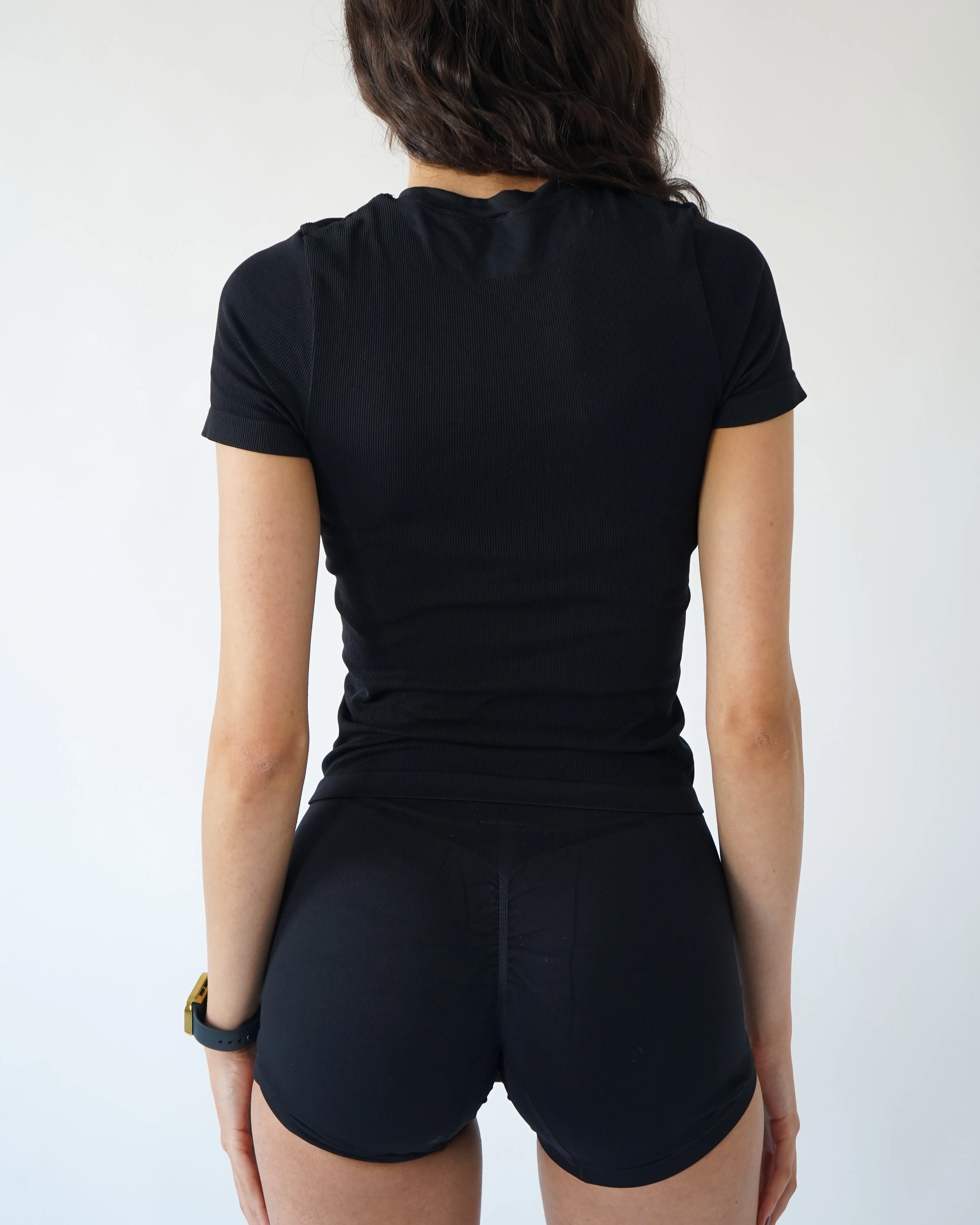 Ribbed Seamless T-Shirt- Black sold by First Health Apparel product image thumbnail 2