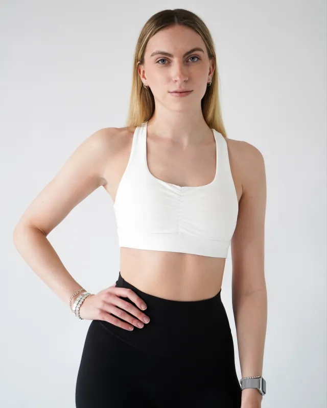Performance Scrunch Bra - White sold by First Health Apparel